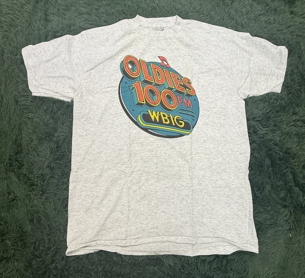 Vintage Oldies 100 FM WBIG Radio Station Promo T-Shirt Oneita Power-T XL